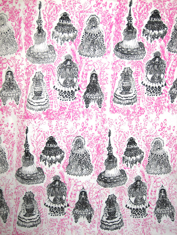 Floating Bird Emporers: Textile print