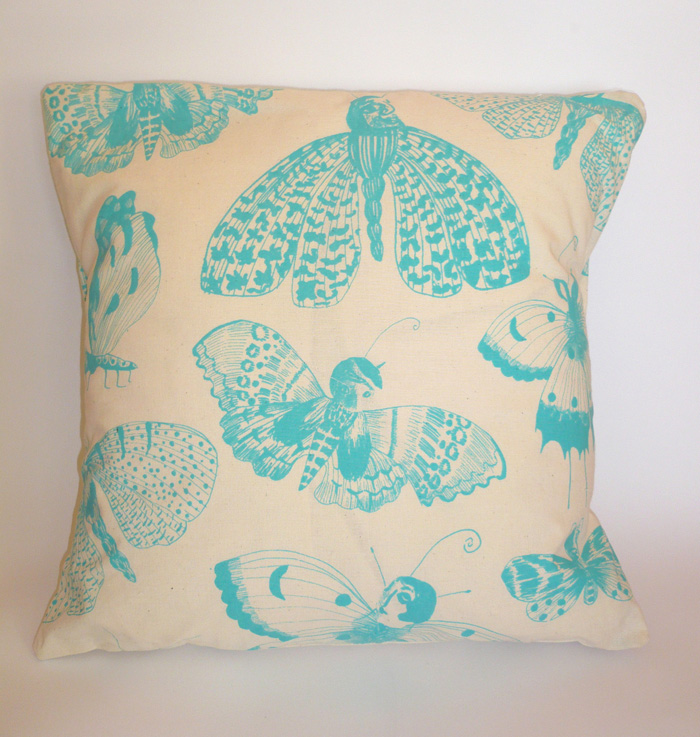 Blue Moths Cushion